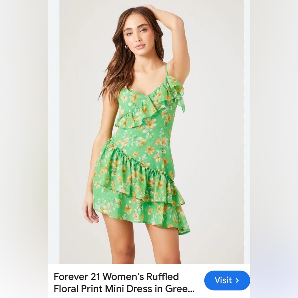 Floral Green Ruffle Dress